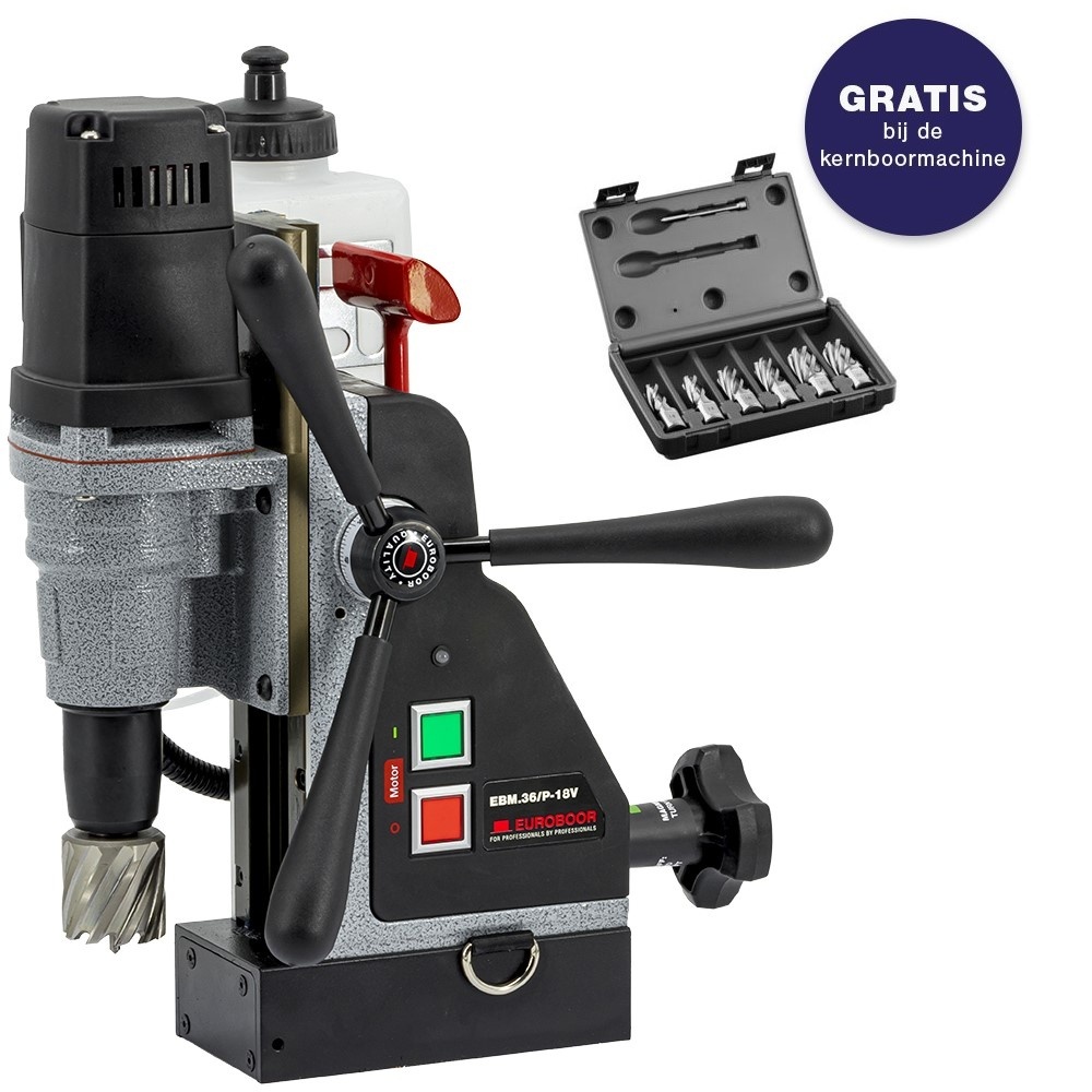 Euroboor magneet kernboormachine EBM.36/P-18V  kopen  zonder accu's en lader met gratis kernborenset