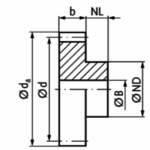 Recht gefreesd tandwiel moduul 1.25 Z = 23 1